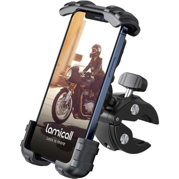 Bike PhoneHolder Mount-Motorcycle Handlebar Phone Mount Clamp,One Hand Operation - Picture 1 of 7